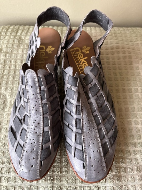Rieker Shoes - Rieker anti stress Women's Gray leather Woven Slingback heels Size 39